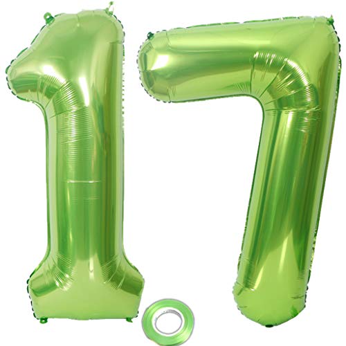 2 Luftballons Zahl 17 Grün, Zahlballon 17 Grün, Luftballons 17 Geburtstag deko Junge Mädchen Grün XXXL Riesen Folienballon 17,40"Aufblasbar Heliumballon 17 jahre Geburtstag Deko Junge Mädchen (17) 2 Luftballons Zahl 17 Grün, Zahlballon 17 Grün, Luftballons 17 Geburtstag deko Junge Mädchen Grün XXXL Riesen Folienballon 17,40"Aufblasbar Heliumballon 17 jahre Geburtstag Deko Junge Mädchen (17) von Haosell