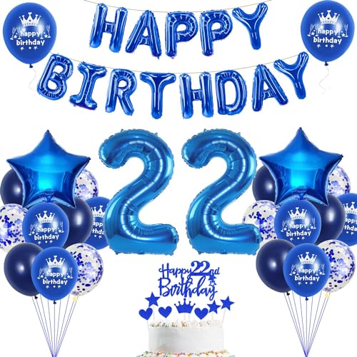 22. Geburtstag Dekoration Blau 22. Geburtstag Deko Mann Blau Tortendeko 22 Jahre Mann Party Deko Blau Luftballon 22 Blau 22 Frau Ballon Marineblau von Haosell