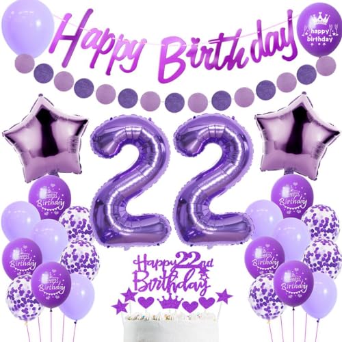 22. Geburtstag Dekoration Frauen, Lila Tortendeko 22. Geburtstag, Frau 22. Party Deko, Luftballons 22. Dekoration ,Geburtstagsdeko 22 Jahre Frau, 22. Ballon 22. Geburtstag Dekoration Frauen, Lila Tortendeko 22. Geburtstag, Frau 22. Party Deko, Luftballons 22. Dekoration ,Geburtstagsdeko 22 Jahre Frau, 22. Ballon von Haosell