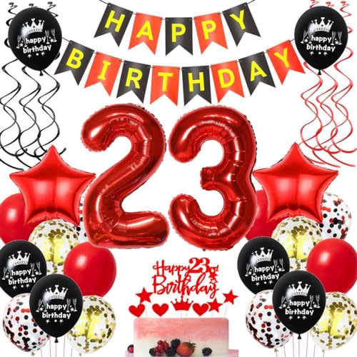 23. Geburtstags Luftballons Rot Schwarz, Geburtstagsdeko 23 Jahre Frau Rot, Luftballons 23. Geburtstag Schwarz Dekoration, 23. Geburtstag Luftballons, Ballons 23 Jahre Mann von Haosell