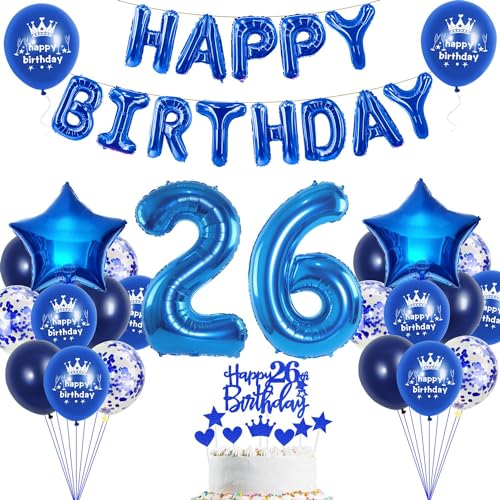 26. Geburtstag Dekoration Blau 26. Geburtstag Deko Mann Blau Tortendeko 26 Jahre Mann Party Deko Blau Luftballon 26 Blau 26 Frau Ballon Marineblau von Haosell