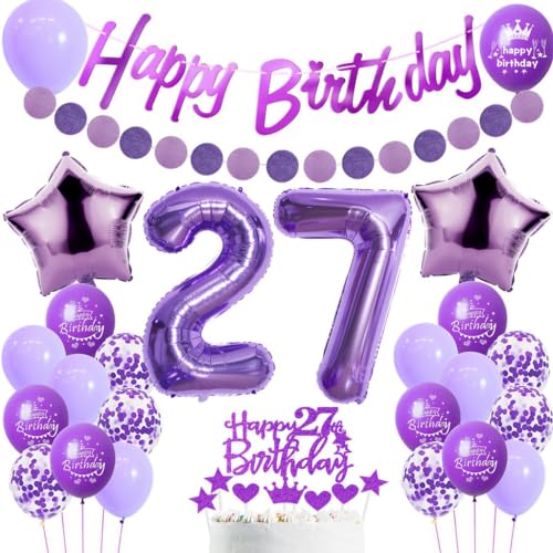 27. Geburtstag Dekoration Frauen, Lila Tortendeko 27. Geburtstag, Frau 27. Geburtstag Party Deko, Luftballons 27. Geburtstag Dekoration Lila,Geburtstagsdeko 27 Jahre Frau, Lila 27. Ballon 27. Geburtstag Dekoration Frauen, Lila Tortendeko 27. Geburtstag, Frau 27. Geburtstag Party Deko, Luftballons 27. Geburtstag Dekoration Lila,Geburtstagsdeko 27 Jahre Frau, Lila 27. Ballon von Haosell