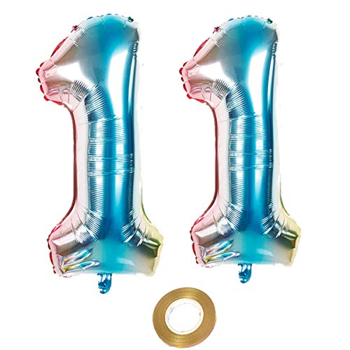 32 Zoll luftballons zahl 11 Regenbogen Mädchen 11. geburtstagsdeko Mädchen Nummer 11 Helium Zahlenballon 11 folienballon 11 XXL ballon 11 jahre Geburtstag Dekoration Mädchen 11 geburtstag deko(11) von Haosell