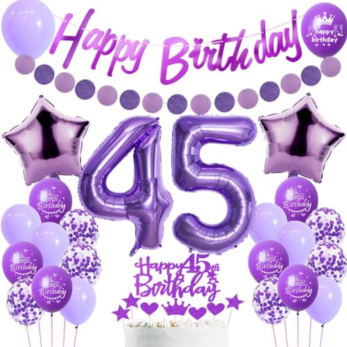 45. Geburtstag Dekoration Frauen, Lila Tortendeko 45. Geburtstag, Frau 45. Party Deko, Luftballons 45. Dekoration ,Geburtstagsdeko 45 Jahre Frau, 45. Ballon 45. Geburtstag Dekoration Frauen, Lila Tortendeko 45. Geburtstag, Frau 45. Party Deko, Luftballons 45. Dekoration ,Geburtstagsdeko 45 Jahre Frau, 45. Ballon von Haosell