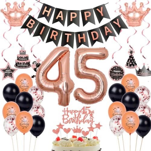 45. Geburtstag Dekorationen Rosegold Schwarz,Luftballon 45 Rosegold,Ballons 45 Geburtstag Frauen,Deko 45. Geburtstag Frau Rosegold Schwarz,Geburtstagsdeko 45 Jahr Frau,Party Deko 45 Jahre 45. Geburtstag Dekorationen Rosegold Schwarz,Luftballon 45 Rosegold,Ballons 45 Geburtstag Frauen,Deko 45. Geburtstag Frau Rosegold Schwarz,Geburtstagsdeko 45 Jahr Frau,Party Deko 45 Jahre von Haosell
