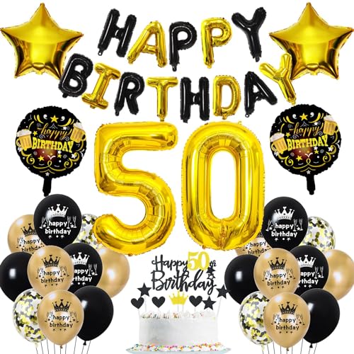 50 Geburtstag Deko Schwarz Gold 50. Geburtstag Mann Frau Gold 50 Jahr Geburtstagdeko 50. Ballon Schwarz Gold Deko 50 Jahr Party Decoration Luftballons 50 Geburtstag Schwarz Gold 50 Tortendeko von Haosell