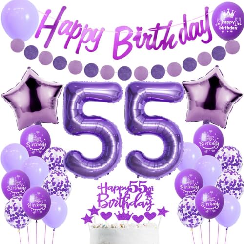 55. Geburtstag Dekoration Frauen, Lila Tortendeko 55. Geburtstag, Frau 55. Party Deko, Luftballons 55. Dekoration ,Geburtstagsdeko 55 Jahre Frau, 55. Ballon 55. Geburtstag Dekoration Frauen, Lila Tortendeko 55. Geburtstag, Frau 55. Party Deko, Luftballons 55. Dekoration ,Geburtstagsdeko 55 Jahre Frau, 55. Ballon von Haosell