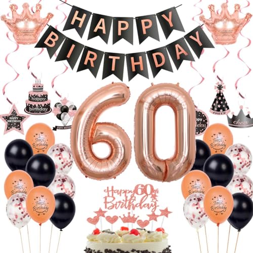 60. Geburtstag Dekorationen Rosegold Schwarz,Luftballon 60 Rosegold,Ballons 60 Geburtstag Frauen,Deko 60. Frau Schwarz,Geburtstagsdeko 60 Jahr Frau,Party Deko 60 Jahre 60. Geburtstag Dekorationen Rosegold Schwarz,Luftballon 60 Rosegold,Ballons 60 Geburtstag Frauen,Deko 60. Frau Schwarz,Geburtstagsdeko 60 Jahr Frau,Party Deko 60 Jahre von Haosell