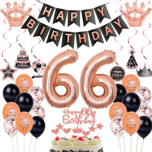 66. Geburtstag Dekorationen Rosegold Schwarz,Luftballon 66 Rosegold,Ballons 66 Geburtstag Frauen,Deko 66. Frau Schwarz,Geburtstagsdeko 66 Jahr Frau,Party Deko 66 Jahre 66. Geburtstag Dekorationen Rosegold Schwarz,Luftballon 66 Rosegold,Ballons 66 Geburtstag Frauen,Deko 66. Frau Schwarz,Geburtstagsdeko 66 Jahr Frau,Party Deko 66 Jahre von Haosell