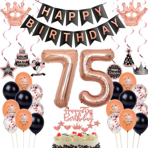 75. Geburtstag Dekorationen Rosegold Schwarz,Luftballon 75 Rosegold,Ballons 75 Geburtstag Frauen,Deko 75. Geburtstag Frau Rosegold Schwarz,Geburtstagsdeko 75 Jahr Frau,Party Deko 75 Jahre 75. Geburtstag Dekorationen Rosegold Schwarz,Luftballon 75 Rosegold,Ballons 75 Geburtstag Frauen,Deko 75. Geburtstag Frau Rosegold Schwarz,Geburtstagsdeko 75 Jahr Frau,Party Deko 75 Jahre von Haosell
