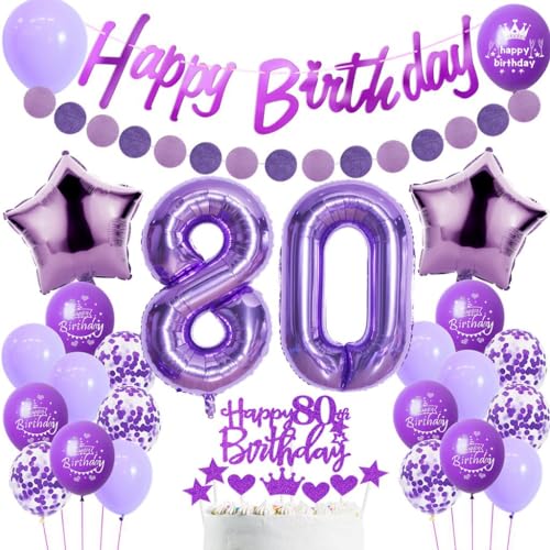 80. Geburtstag Dekoration Frauen, Lila Tortendeko 80. Geburtstag, Frau 80. Party Deko, Luftballons 80. Dekoration ,Geburtstagsdeko 80 Jahre Frau, 80. Ballon 80. Geburtstag Dekoration Frauen, Lila Tortendeko 80. Geburtstag, Frau 80. Party Deko, Luftballons 80. Dekoration ,Geburtstagsdeko 80 Jahre Frau, 80. Ballon von Haosell