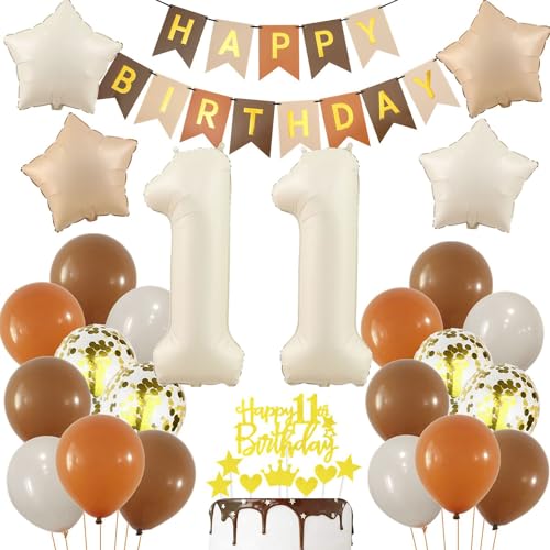 Beige 11 Geburtstag Deko, Creme Weiß ballon 11. Mädchen, Luftballon 11. Geburtstag Beige Gold, Boho 11 Jahre Geburtstagsdeko, Mädchen Junge 11 Jahr Party Deko, Gold 11 Luftballon von Haosell