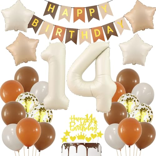 Beige 14 Geburtstag Deko, Creme Weiß ballon 14. Mädchen, Luftballon 14. Geburtstag Beige Gold, Boho 14 Jahre Geburtstagsdeko, Mädchen Junge 14 Jahr Geburtstag Party Deko, Beige Gold 14 Luftballon Beige 14 Geburtstag Deko, Creme Weiß ballon 14. Mädchen, Luftballon 14. Geburtstag Beige Gold, Boho 14 Jahre Geburtstagsdeko, Mädchen Junge 14 Jahr Geburtstag Party Deko, Beige Gold 14 Luftballon von Haosell