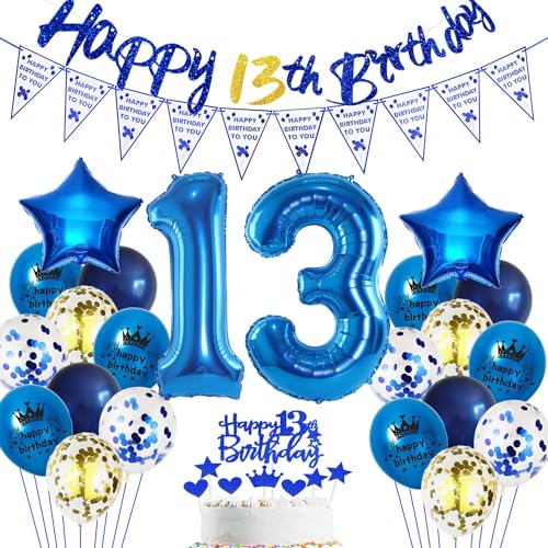 Blau 13. Geburtstag Dekoration Junge - Luftballon Party Deko Set für Jungen Geburtstagsdeko 13 Jahre Blau 13. Geburtstag Dekoration Junge - Luftballon Party Deko Set für Jungen Geburtstagsdeko 13 Jahre von Haosell