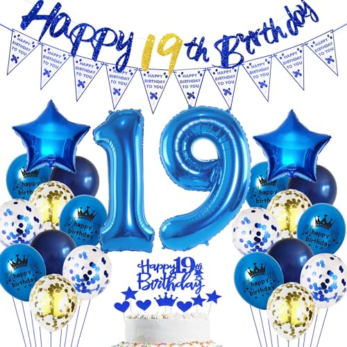Blau 19. Geburtstag Dekoration Junge, Blau 19 Jahr Jungen Geburtstagsdeko, Luftballon 19. Geburtstag Party Deko, Junge Geburtstagsdeko 19 Jahre, 19 Ballon, Deko 19 Jahr Blau 19. Geburtstag Dekoration Junge, Blau 19 Jahr Jungen Geburtstagsdeko, Luftballon 19. Geburtstag Party Deko, Junge Geburtstagsdeko 19 Jahre, 19 Ballon, Deko 19 Jahr von Haosell