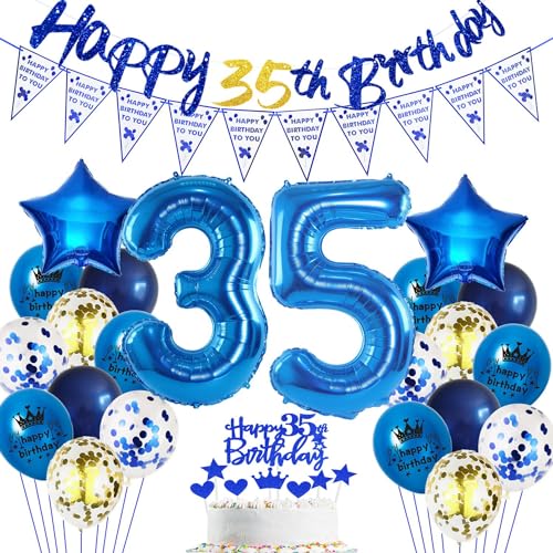 Blau 35. Geburtstag Dekoration Mann, Blau 35 Jahr Männer Geburtstagsdeko, Luftballon 35. Geburtstag Party Deko, Mann Geburtstagsdeko 35 Jahre, Blau 35 Ballon, Blau Deko 35 Jahr Geburtstagsdeko von Haosell