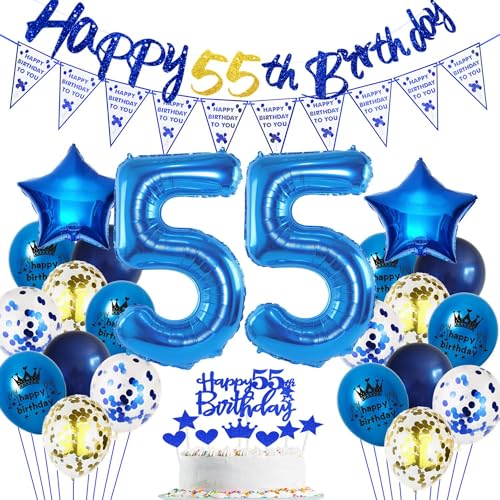 Blau 55. Geburtstag Dekoration Mann, Blau 55 Jahr Männer Geburtstagsdeko, Luftballon 55. Geburtstag Party Deko, Mann Geburtstagsdeko 55 Jahre, Blau 55 Ballon, Blau Deko 55 Jahr Geburtstagsdeko von Haosell