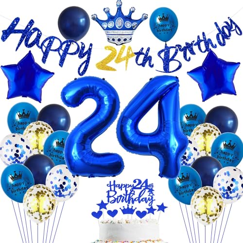 Luftballons 24. Geburtstag Dekoration - Blau Deko Set für Mann und Männer - Party Ballons und Zubehör Luftballons 24. Geburtstag Dekoration - Blau Deko Set für Mann und Männer - Party Ballons und Zubehör von Haosell