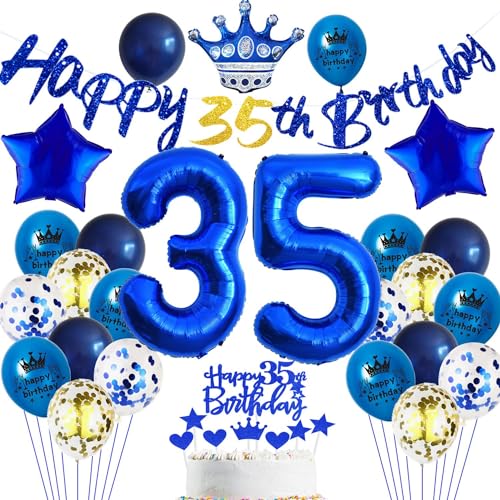 Blau Luftballons 35 Geburtstag Dekoration,35. Geburtstagsdeko Mann,35 Ballon Blau Deko, Luftballon 35. Geburtstag Party Deko Blau,Geburtstagsdeko 35 Jahre Männer Blau,Ballon 35. Geburtstag blau von Haosell