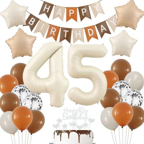 Boho 45. Luftballon Beige, Deko 45. Geburtstag Frau, Luftballon 45 Jahre Creme, Deko 45 Jahre Frauen Mann Ballon, Braun 45 Geburtstag, 45 Jahr Geburtstagdeko Beige Nude von Haosell