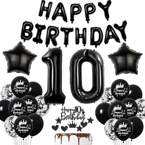 Deko 10. Geburtstag Junge Mädchen Schwarz Tortendeko Luftballons Party Ballons Dekoration Jahre Jungen Deko 10. Geburtstag Junge Mädchen Schwarz Tortendeko Luftballons Party Ballons Dekoration Jahre Jungen von Haosell