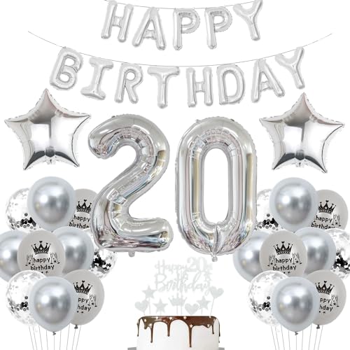 Deko 20. Geburtstag Mann Silber Luftballon 20 Jahre Silber Party Ballons 20 Geburtstag Dekoration 20 Geburtstags ballon Frau Luftballon 20. Geburtstag Silber 20 Jahre Party Deko von Haosell
