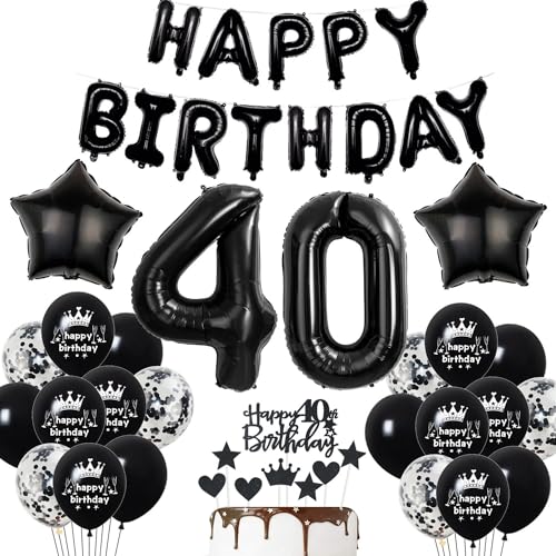 Deko 40. Geburtstag Mann Schwarz Tortendeko Luftballons Party Ballons Dekoration Geburtstagsdeko Jahre Frau Deko 40. Geburtstag Mann Schwarz Tortendeko Luftballons Party Ballons Dekoration Geburtstagsdeko Jahre Frau von Haosell