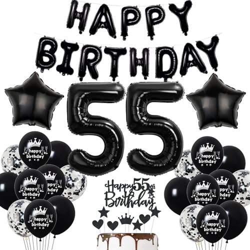 Deko 55. Geburtstag Mann Schwarz Tortendeko 55 Geburtstag Frau Luftballons 55. Geburtstag Schwarz Party Ballons 55 Geburtstag Dekoration Schwarz Geburtstagsdeko 55 Jahre Mann Deko Schwarze von Haosell