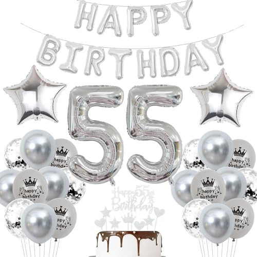 Deko 55. Geburtstag Mann Silber Luftballon 55 Jahre Silber Party Ballons 55 Geburtstag Dekoration 55 Geburtstags ballon Frau Luftballon 55 Jahre Party Deko von Haosell
