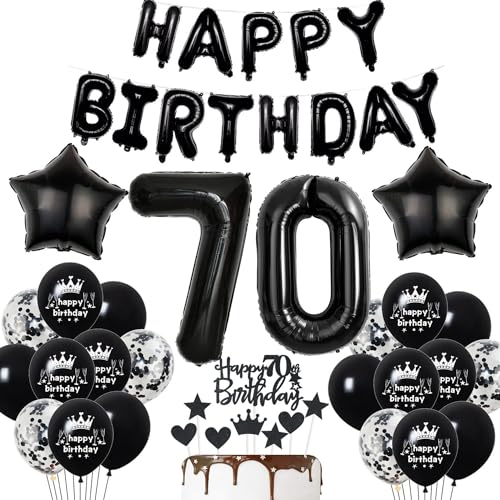 Deko 70. Geburtstag Mann Schwarz Tortendeko Luftballons Party Ballons Dekoration Geburtstagsdeko Jahre Frau von Haosell