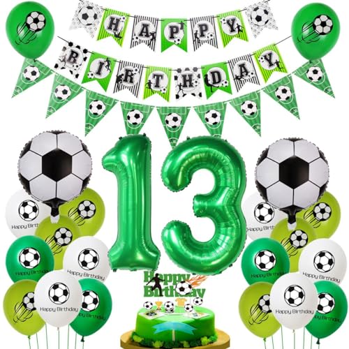 Fussball 13 Jahre Junge Geburtstag Deko, Luftballon 13. Geburtstag Grün, Fußball 13. Luftballon,Fußball 13 Geburtstag Deko, 13. Fußball Tortendeko, Fußball Ballon 13. Geburtstag Junge von Haosell
