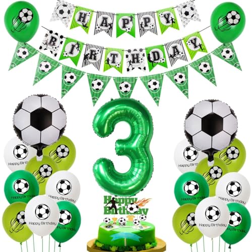 Fussball 3 Jahre Junge Geburtstag Deko, Luftballon 3. Geburtstag Grün, Fußball 3. Luftballon,Fußball 3 Geburtstag Deko, 3. Fußball Tortendeko, Fußball Ballon 3. Geburtstag Junge von Haosell