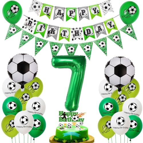 Fussball 7 Jahre Junge Geburtstag Deko, Luftballon 7. Geburtstag Grün, Fußball 7. Luftballon,Fußball 7 Geburtstag Deko, 7. Fußball Tortendeko, Fußball Ballon 7. Geburtstag Junge von Haosell