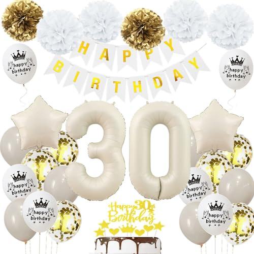Geburtstagsdeko 30 Beige Gold, Luftballons 30 Geburtstag Frau Mann, Deko 30. Geburtstag Luftballons, Beige 30. Geburtstag Dekorationen, Sandweiß 30 Jahre Geburtstagsdeko, Luftballon 30 Beige von Haosell