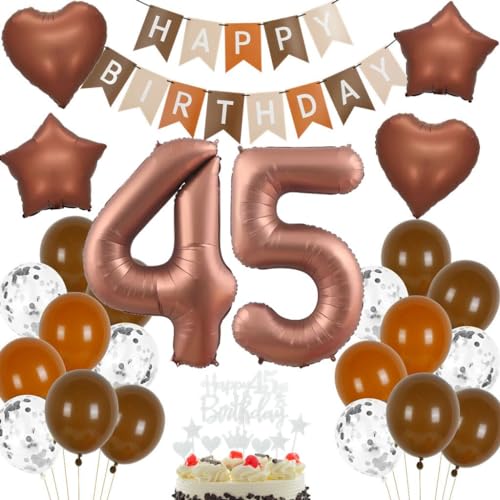 Haosell 45. Geburtstag Ballon-Set: 26 Stück, Braun, Ballons, Erwachsene, 45. Geburtstag, Unisex Haosell 45. Geburtstag Ballon-Set: 26 Stück, Braun, Ballons, Erwachsene, 45. Geburtstag, Unisex von Haosell