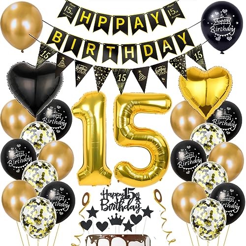 Gold 15. Geburtstag Dekoration Junge Mädchen 15 Geburtstag Deko 15 Jahr Geburtstagdeko 15. Ballon Schwarz Gold Deko 15. Geburtstag Luftballons Schwarz Gold Mädchen 15. Geburtstag Party Deko Gold 15. Geburtstag Dekoration Junge Mädchen 15 Geburtstag Deko 15 Jahr Geburtstagdeko 15. Ballon Schwarz Gold Deko 15. Geburtstag Luftballons Schwarz Gold Mädchen 15. Geburtstag Party Deko von Haosell