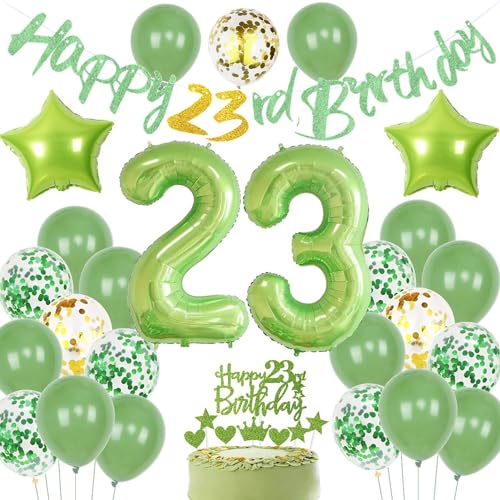 Grün Geburtstagsdeko 23 Mann Frau, Luftballons und Party Deko für 23. Geburtstag, Ballon Set Grün Geburtstagsdeko 23 Mann Frau, Luftballons und Party Deko für 23. Geburtstag, Ballon Set von Haosell