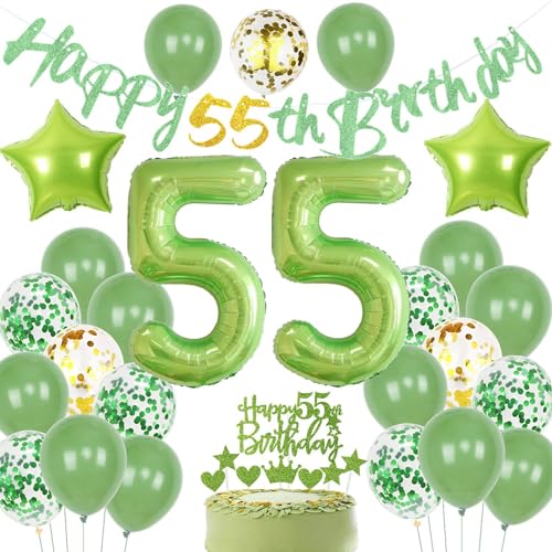 Grün 55. Geburtstag Deko Set - Luftballons und Party Dekoration für Mann und Frau Grün 55. Geburtstag Deko Set - Luftballons und Party Dekoration für Mann und Frau von Haosell