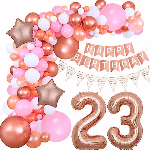 Haosell 23. Geburtstag Frauen Luftballon Girlande Rosegold & Rosa - 32 Zoll Folienballon, Banner, Wimpel, Stern Folienballons, Latexballons in Metal Rosegold, Rosa & Weiß, Klebepunkt, Ballonkette Haosell 23. Geburtstag Frauen Luftballon Girlande Rosegold & Rosa - 32 Zoll Folienballon, Banner, Wimpel, Stern Folienballons, Latexballons in Metal Rosegold, Rosa & Weiß, Klebepunkt, Ballonkette von Haosell