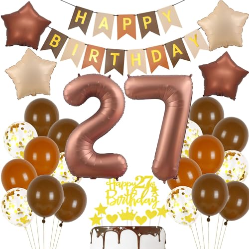 Haosell Luftballon 27. Geburtstag Braun, 27 Jahre, 25 Stück, Ballon, Stern, Brau, Gold, Erwachsene, 27. Geburtstag, Unisex Haosell Luftballon 27. Geburtstag Braun, 27 Jahre, 25 Stück, Ballon, Stern, Brau, Gold, Erwachsene, 27. Geburtstag, Unisex von Haosell