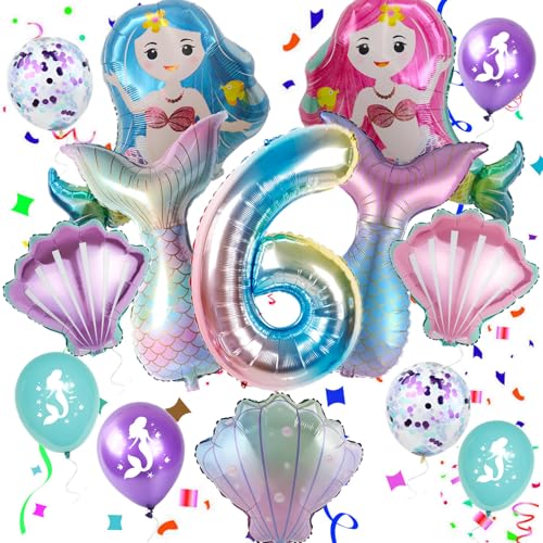 Haosell Meerjungfrau Großes Luftballon 6 Jahr Kindergeburtstag Deko Mädchen Bunt Meerjungfrau Ballon - 1x XXL Meerjungfrau Ballon+Zahl 6 Zahlen-Ballon +1 Schale Ballon + 4 x Konfetti-Ballon Haosell Meerjungfrau Großes Luftballon 6 Jahr Kindergeburtstag Deko Mädchen Bunt Meerjungfrau Ballon - 1x XXL Meerjungfrau Ballon+Zahl 6 Zahlen-Ballon +1 Schale Ballon + 4 x Konfetti-Ballon von Haosell