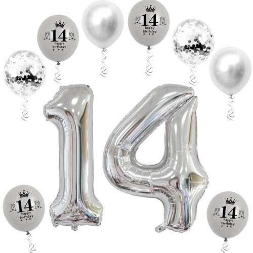 Haosell XL Folienballon 14, Zahl 14 Silber, 32" Geburtstagsdeko Ballon, 14 Stück, Unisex-Jugendliche, Kinder Haosell XL Folienballon 14, Zahl 14 Silber, 32" Geburtstagsdeko Ballon, 14 Stück, Unisex-Jugendliche, Kinder von Haosell