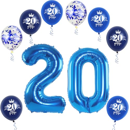 Haosell XL Folienballon 20 Stück, Zahl 20, Blau, Luftballons, Nummer 20, 32" Geburtstagsdeko, Unisex-Kinder Haosell XL Folienballon 20 Stück, Zahl 20, Blau, Luftballons, Nummer 20, 32" Geburtstagsdeko, Unisex-Kinder von Haosell