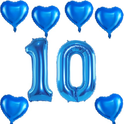 Haosell XXL Folienballon 10 Geburtstag, 10 Stück, Blau, 40" (10) von Haosell