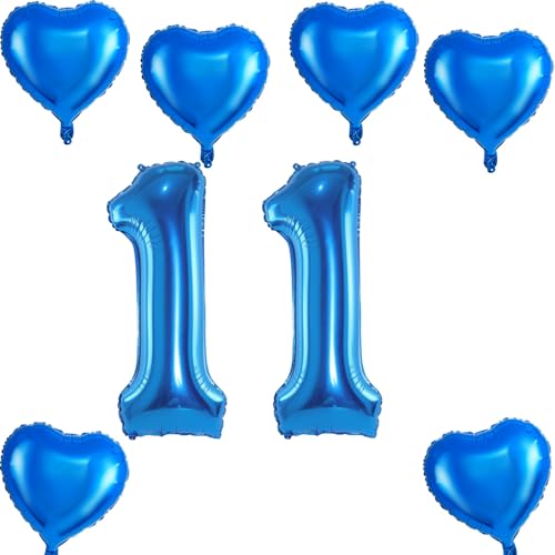 Haosell XXL Folienballon 11, Zahl 11 Blau, Luftballon 40" für Geburtstag, 1 Stück, Unisex-Kinder Haosell XXL Folienballon 11, Zahl 11 Blau, Luftballon 40" für Geburtstag, 1 Stück, Unisex-Kinder von Haosell