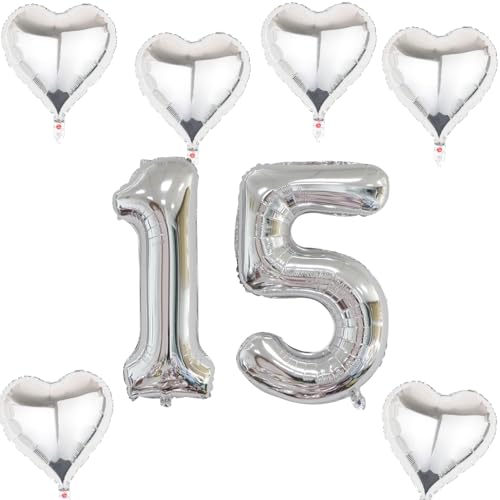 Haosell XXL Folienballon 15 Geburtstag, Zahl 15 Silber, 40" Ballon, 15 Stück, Unisex-Jugendliche, Kinder, 15. Geburtstag, Freunde und Familie Haosell XXL Folienballon 15 Geburtstag, Zahl 15 Silber, 40" Ballon, 15 Stück, Unisex-Jugendliche, Kinder, 15. Geburtstag, Freunde und Familie von Haosell