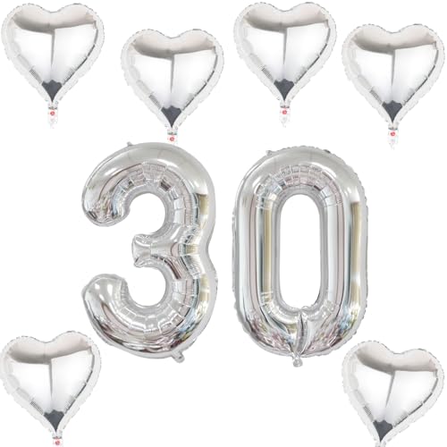 Haosell XXL Folienballon 30 Geburtstag, Zahl 30 Silber, Luftballon 40" Geburtstagsdeko, 30 Stück, Unisex, Erwachsene und Kinder Haosell XXL Folienballon 30 Geburtstag, Zahl 30 Silber, Luftballon 40" Geburtstagsdeko, 30 Stück, Unisex, Erwachsene und Kinder von Haosell