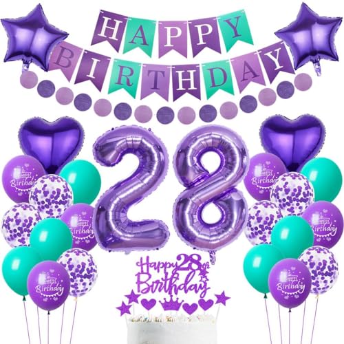 Lila 28 Geburtstagdeko, Luftballon 28. Geburtstag Frau Lila, 28 Jahre Geburtstag Frauen deko Lila, Ballon Geburtstag 28 Zahl Lila Frau, Lila 28. Tortendeko Geburtstag, Party Deko 28. Geburtstag von Haosell