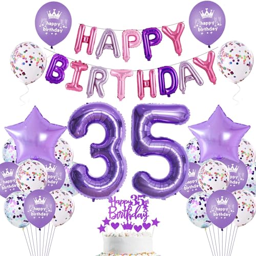 Lila 35. Geburtstag Deko für Frauen - Luftballons, Tortendeko, Partydekoration für 35 Jahre Lila 35. Geburtstag Deko für Frauen - Luftballons, Tortendeko, Partydekoration für 35 Jahre von Haosell
