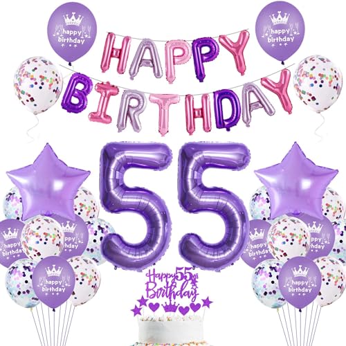 Lila 55 Geburtstag Deko Frau Luftballon 55. Geburtstag Frauen Lila 55 Geburtstag Dekoration Lila Tortendeko Geburtstagsdeko 55 Jahre Lila 55. Geburtstag Party Deko Lila Ballon 55 Frau von Haosell